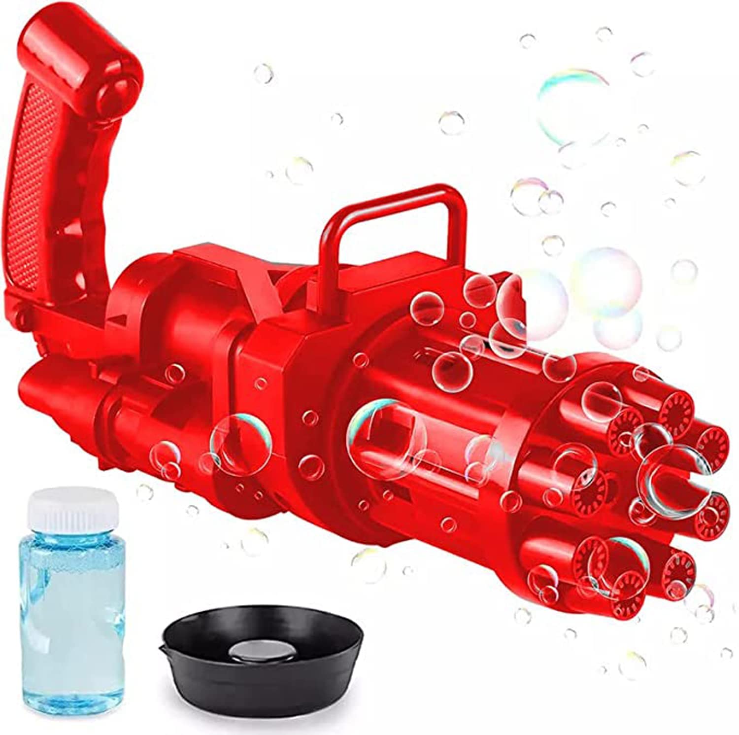 8 Hole Electric Gatling Bubble Gun with Soap Solution Indoor and Outdoor Toys