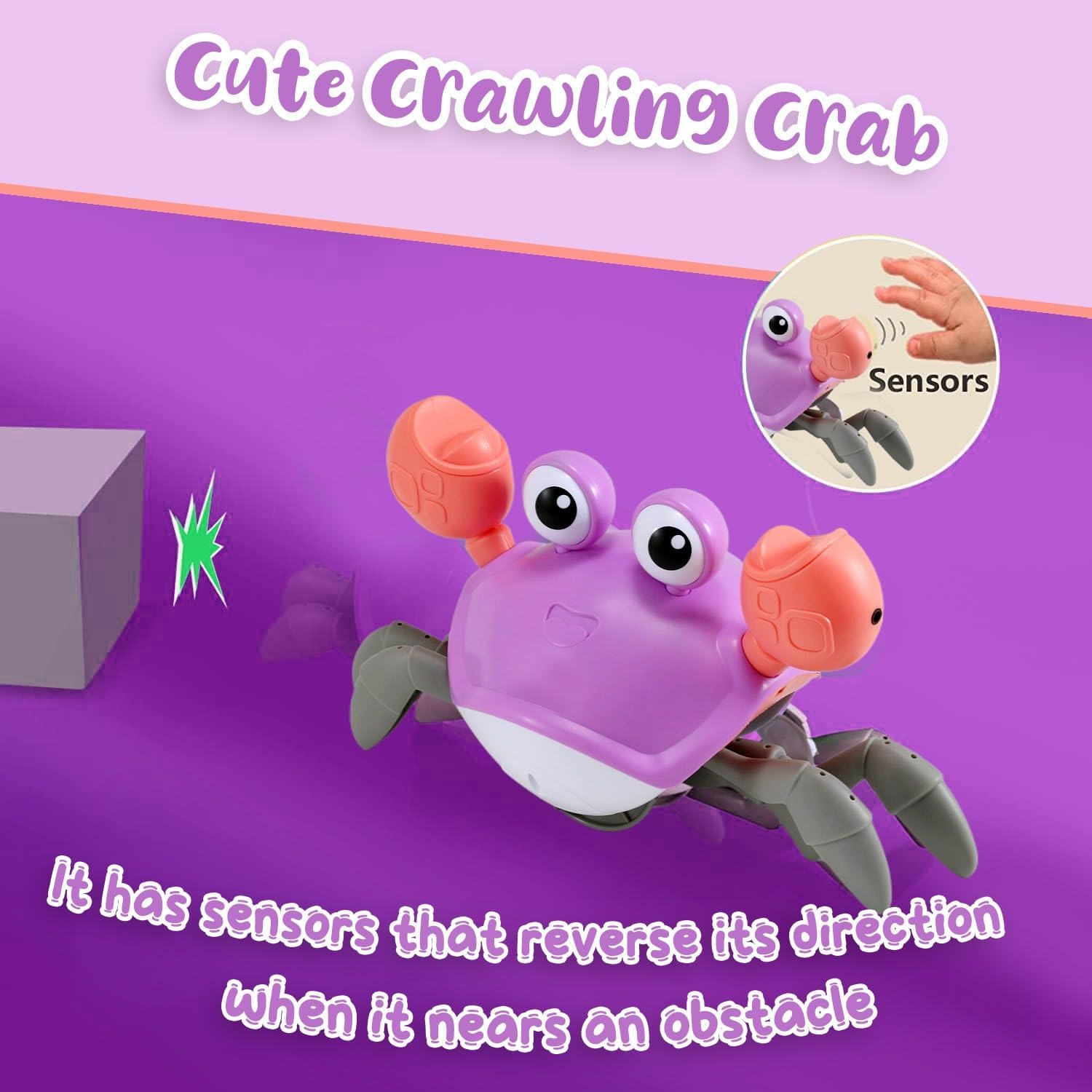 Tummy Time Crab Infant Walking Crab Dancing Moving Crawl Crab with Music & Light