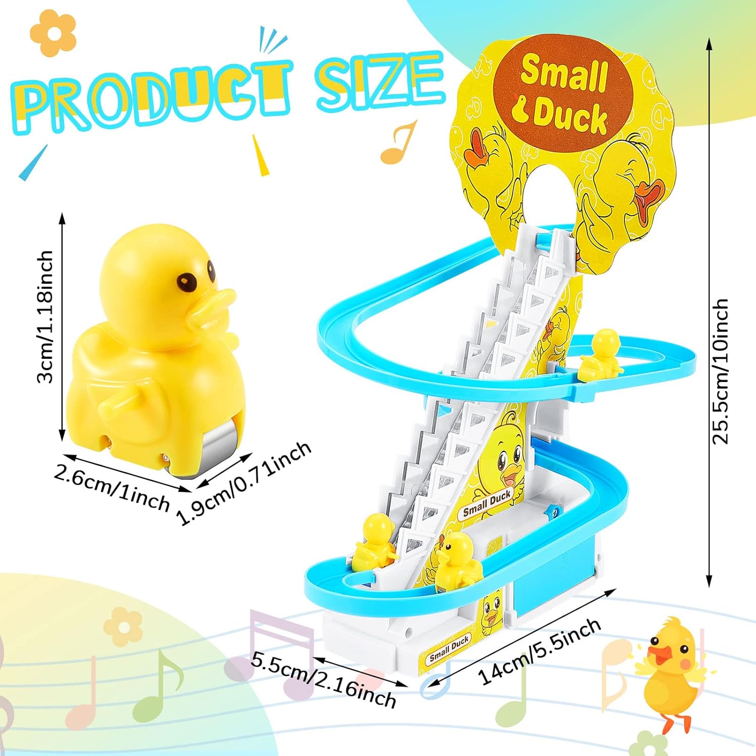 Small Duck Climbing Stairs Duck Roller Electric Track Slide Stairs Coaster Toys