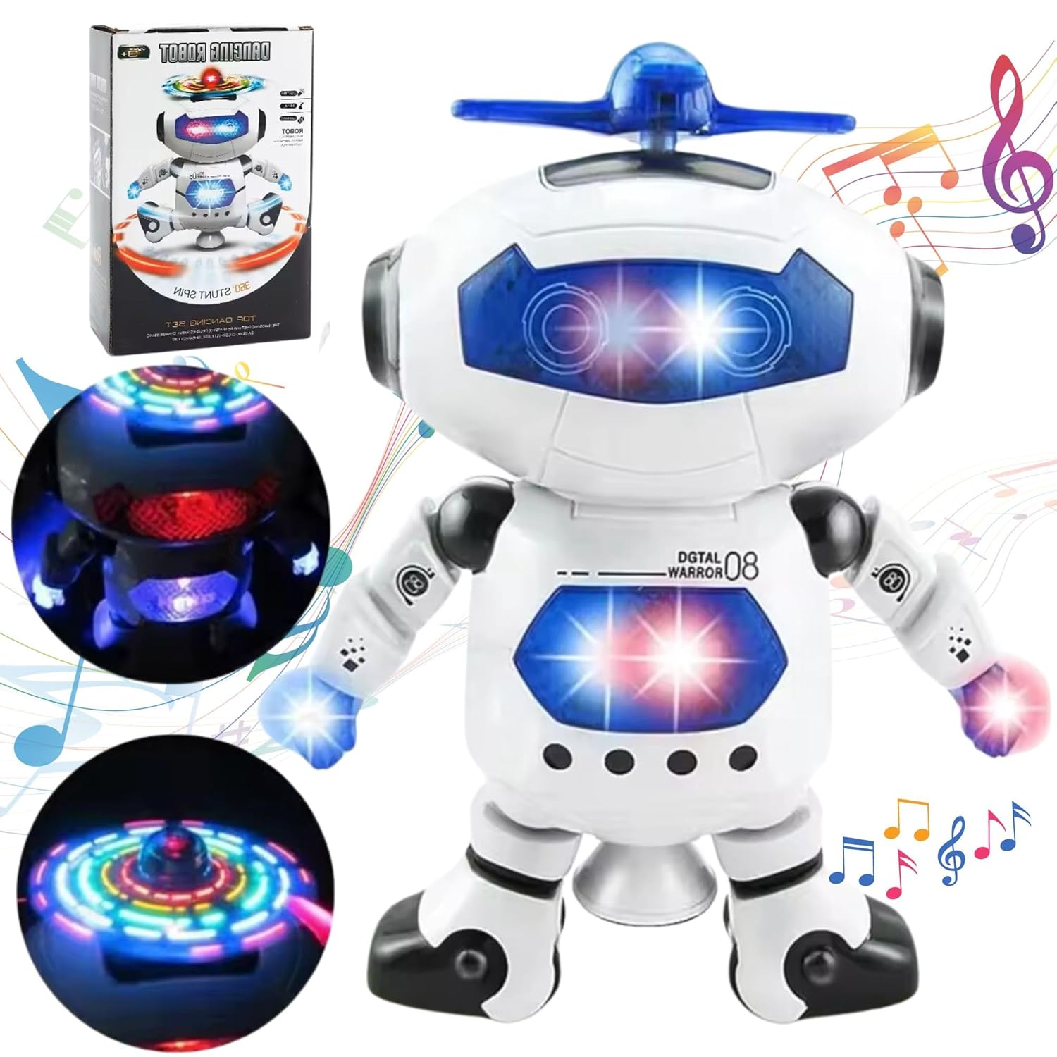 Dancing Robot's with 3D Lights and Music, Non Toxic Plastic - 3D Colorful Lights and Music